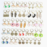 Vintage Stainless Steel Heart Hoop Earrings Wedding Jewelry Mix Style