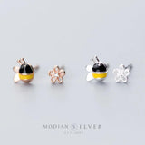 925 Silver Insect Bee Enamel Stud Earrings for Women