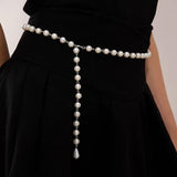 Pearl Waist Chain Belt for Women Adjustable Belly Chain Dress Accessories