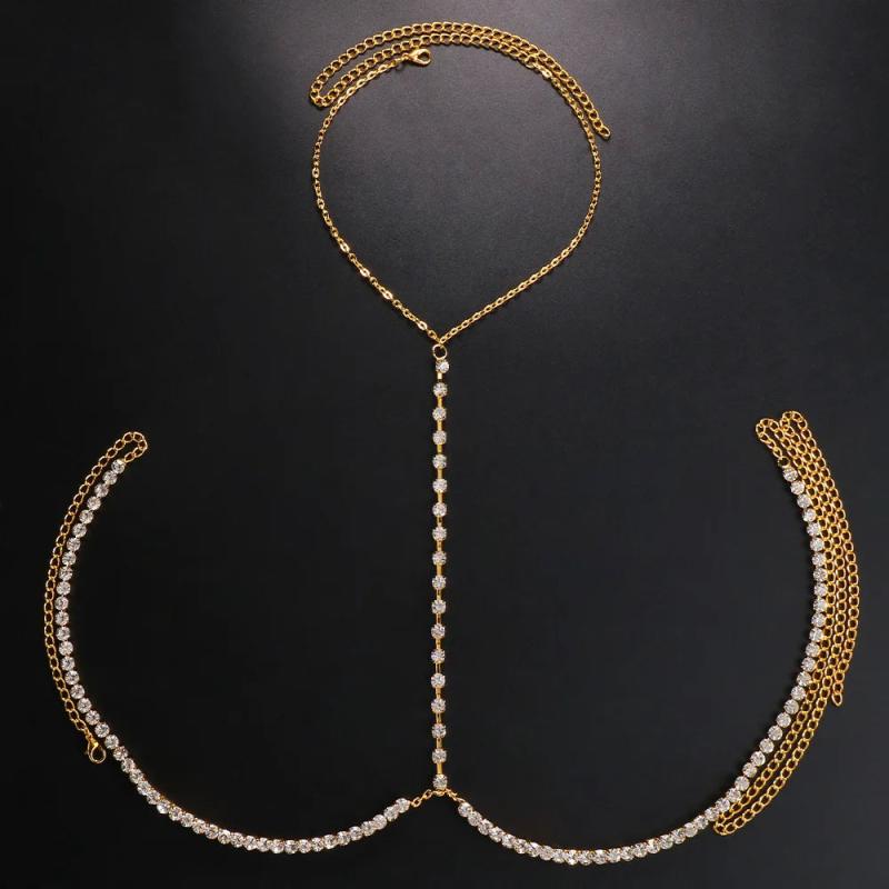 Rhinestone Chest Chain Bikini Harness Jewelry