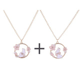 Cute Sakura Bunny Cat Necklace Pink Cartoon Pendant