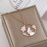 Cute Sakura Bunny Cat Necklace Pink Cartoon Pendant