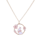 Cute Sakura Bunny Cat Necklace Pink Cartoon Pendant