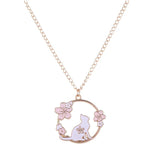 Cute Sakura Bunny Cat Necklace Pink Cartoon Pendant