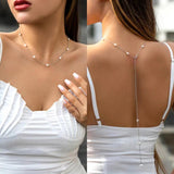 Oval Pearl Chain Tassel Back Body Chain Women Wedding Boho Beads Necklace