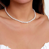 Oval Pearl Chain Tassel Back Body Chain Women Wedding Boho Beads Necklace