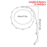 Oval Pearl Chain Tassel Back Body Chain Women Wedding Boho Beads Necklace