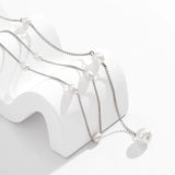 Oval Pearl Chain Tassel Back Body Chain Women Wedding Boho Beads Necklace