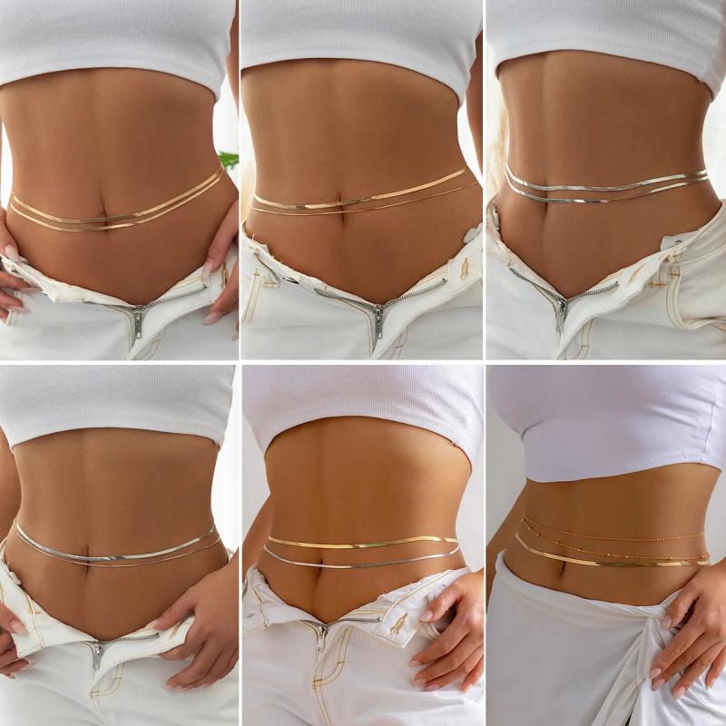 Flat Snake Chain Waist Belly Belt Sexy Body Chain Jewelry