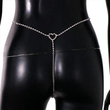 Stonefans Heart Shape Rhinestone Thong Panties