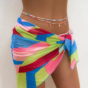Double Layer Rice Bead Woven Belt Body Chain for Women