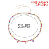 Double Layer Rice Bead Woven Belt Body Chain for Women