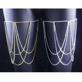 Sexy Glitter Rhinestone Leg Chain Multi-layer Metal Body Chain