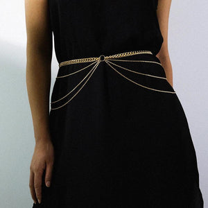 Alloy Multi-Layer Body Chain Queen Head Street Snap Party Waist Chain