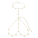Boho Round Sequin Tassel Body Chain Necklace Bikinis Rhinestone Jewelry