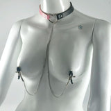 Adjustable Nipple Ring Leather Collar Choker