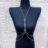 Green Crystal Chest Chain Harness for Women