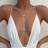 Green Crystal Chest Chain Harness for Women