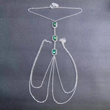 Green Crystal Chest Chain Harness for Women