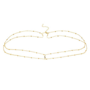 MinaMaMa Stainless Steel Crystal Waist Chain for Women