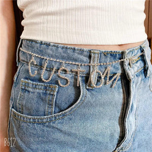 Custom Rhinestone Letter Waist Chain Belt for Women