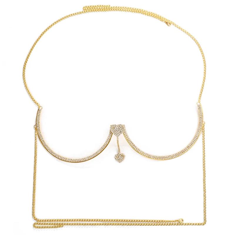 Heart Chest Bracket Jewellery Bra Chain for Women Body Crystal Bikini