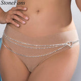 Rhinestone Heart Waist Chain Belt Women Body Chain