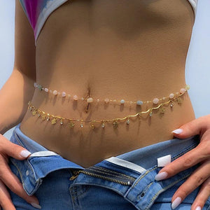 Vintage Double Waist Chain Ladies Crystal Stone Butterfly Body Chain