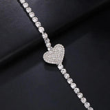 Rhinestone Heart Chain Harness Bra Necklace for Women