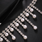 Stonefans Bohemian Rhinestones Pearl Leg Chain Tassel Thigh Chain Body Harness