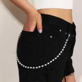 Sexy Pearl Waist Chain Key Chain Rock Punk Trousers Hipster Keychains