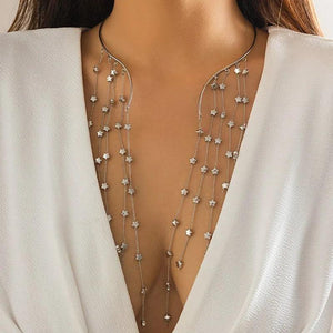 Vintage Tassel Star Pendant Open Torques Choker Necklace