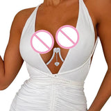 Sexy Rhinestone Heart Pendant Body Chain Jewelry Breast Support