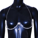 Sexy Rhinestone Heart Pendant Body Chain Jewelry Breast Support