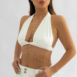 Metal Chain Cross Necklace Belly Chain Summer Beach Body Jewelry