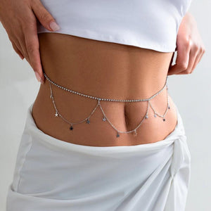 Rhinestone Star Moon Bikini Waist Chain Sexy Beach Jewelry