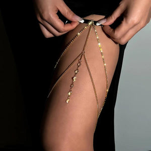 Sexy Rhinestone Leg Chain Women Tassel Body Jewelry
