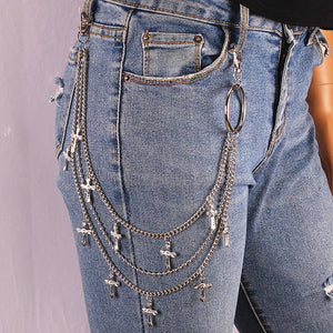 Vintage Metal Rock Trousers Hipster Belly Chain