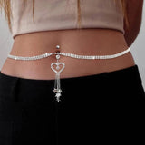 Boho Heart Rhinestone Navel Chain Belly Button Ring