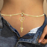 Boho Heart Rhinestone Navel Chain Belly Button Ring