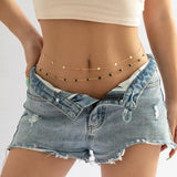 Multicolor Crystal Glass Waist Chain Copper Sequin Pendant Belly Chain