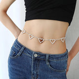 Y2K Crystal Peach Heart Belly Chain
