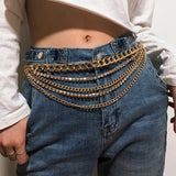 Hot Metal Rhinestone Waist Chain for Pants