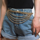 Hot Metal Rhinestone Waist Chain for Pants