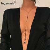 Sexy Tassel Bead Belly Waist Chains Crystal Pendant Body Necklace