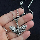 Gothic Butterfly Necklace Death Moth Pendant Chain Skull Rock Goth Silver