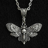 Gothic Butterfly Necklace Death Moth Pendant Chain Skull Rock Goth Silver