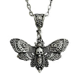 Gothic Butterfly Necklace Death Moth Pendant Chain Skull Rock Goth Silver