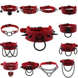 Goth Harajuku PU Leather Chain Heart Spiked Necklaces