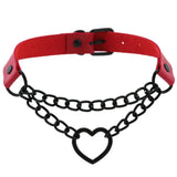 Goth Harajuku PU Leather Chain Heart Spiked Necklaces
